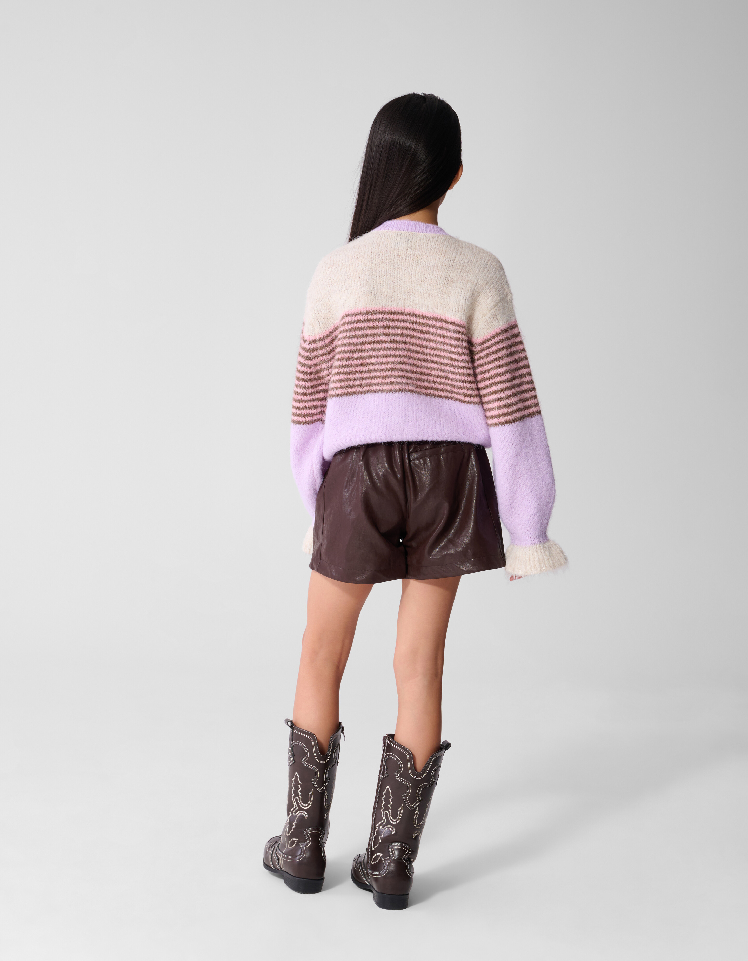 Fluffy Gestreept Vest Gebroken Wit/Paars SHOEBY GIRLS
