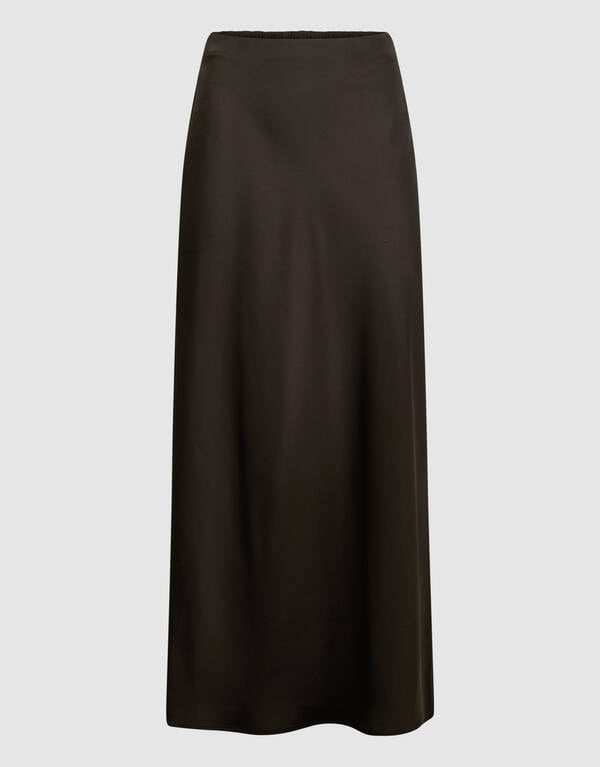 Satijnen Maxi Rok Donkerbruin By Lonneke SHOEBY WOMEN