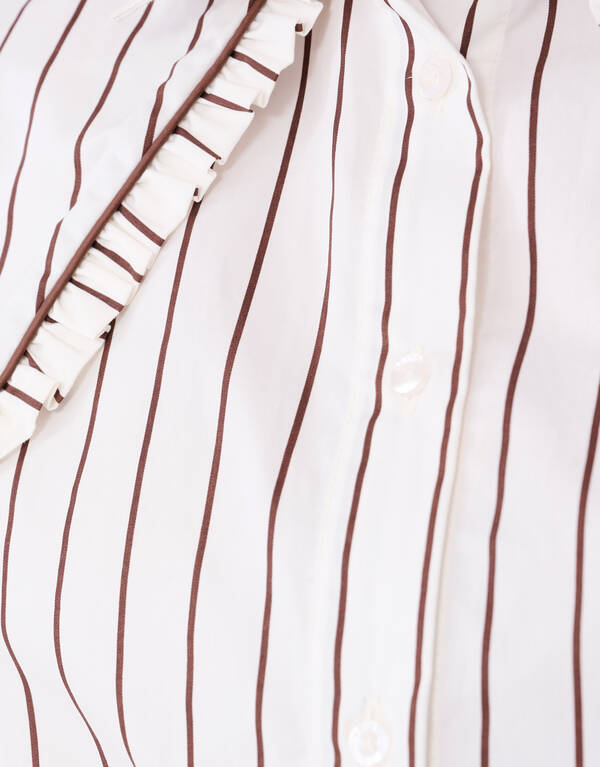 Big Collar Stripe Blouse Bruin SHOEBY WOMEN