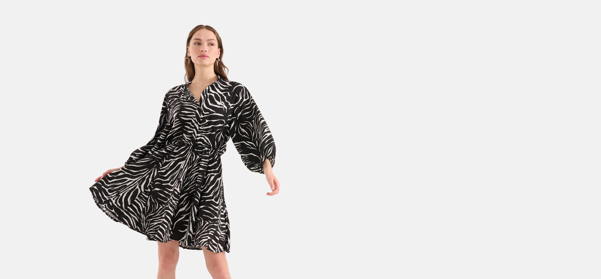 Zebra Print Jurk Zwart/Wit SHOEBY WOMEN