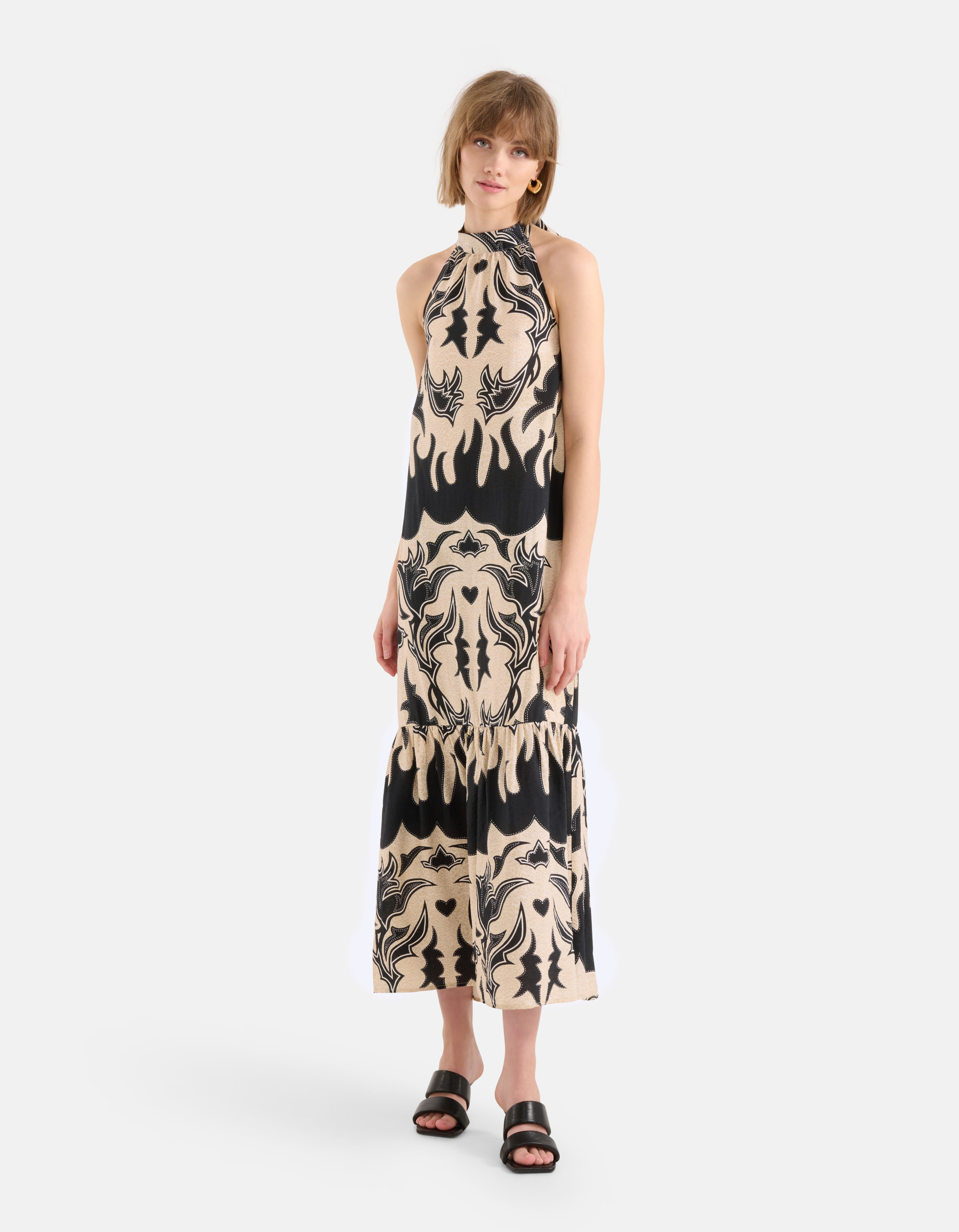 Artwork Halter Jurk Zwart/Beige SHOEBY WOMEN