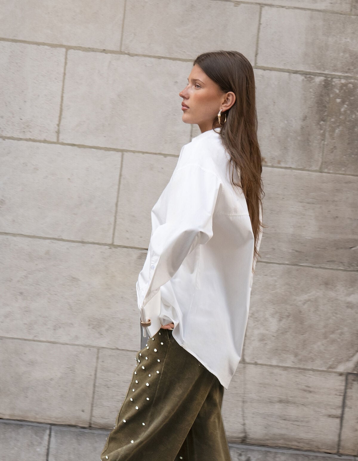 Oversized Ring Cuff Blouse Wit SHOEBY WOMEN