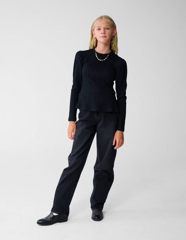 Peplum Kabel Top Zwart SHOEBY GIRLS