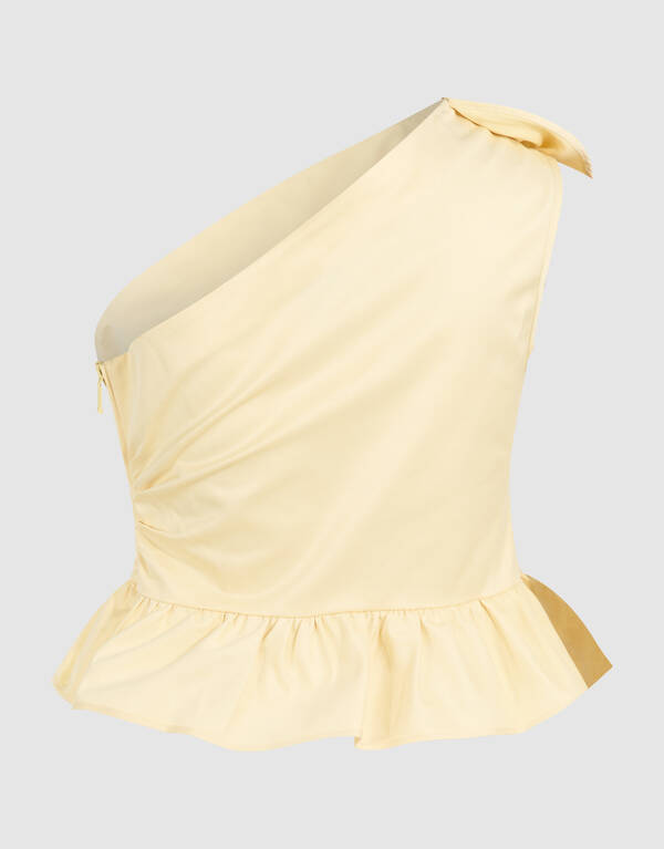One Shoulder Ruffle Top Lichtgeel SHOEBY WOMEN