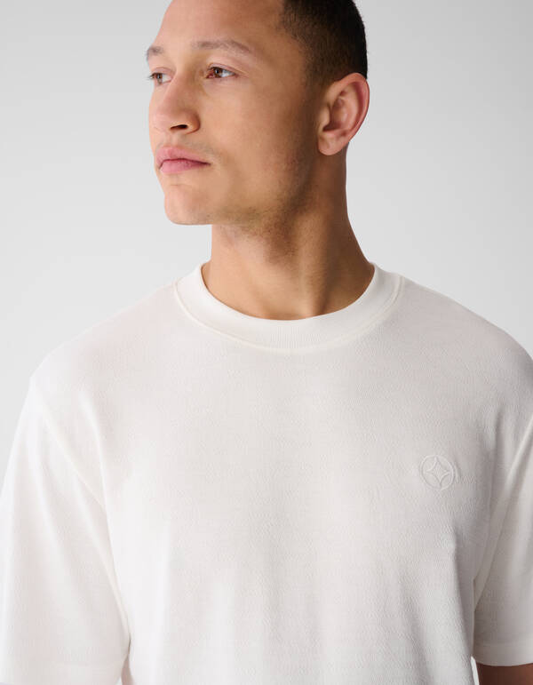 Spark Structuur T-shirt Gebroken Wit SHOEBY MEN