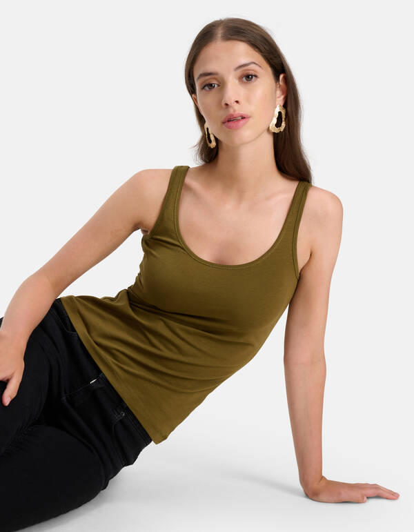 Basis Tanktop Donkergroen SHOEBY WOMEN