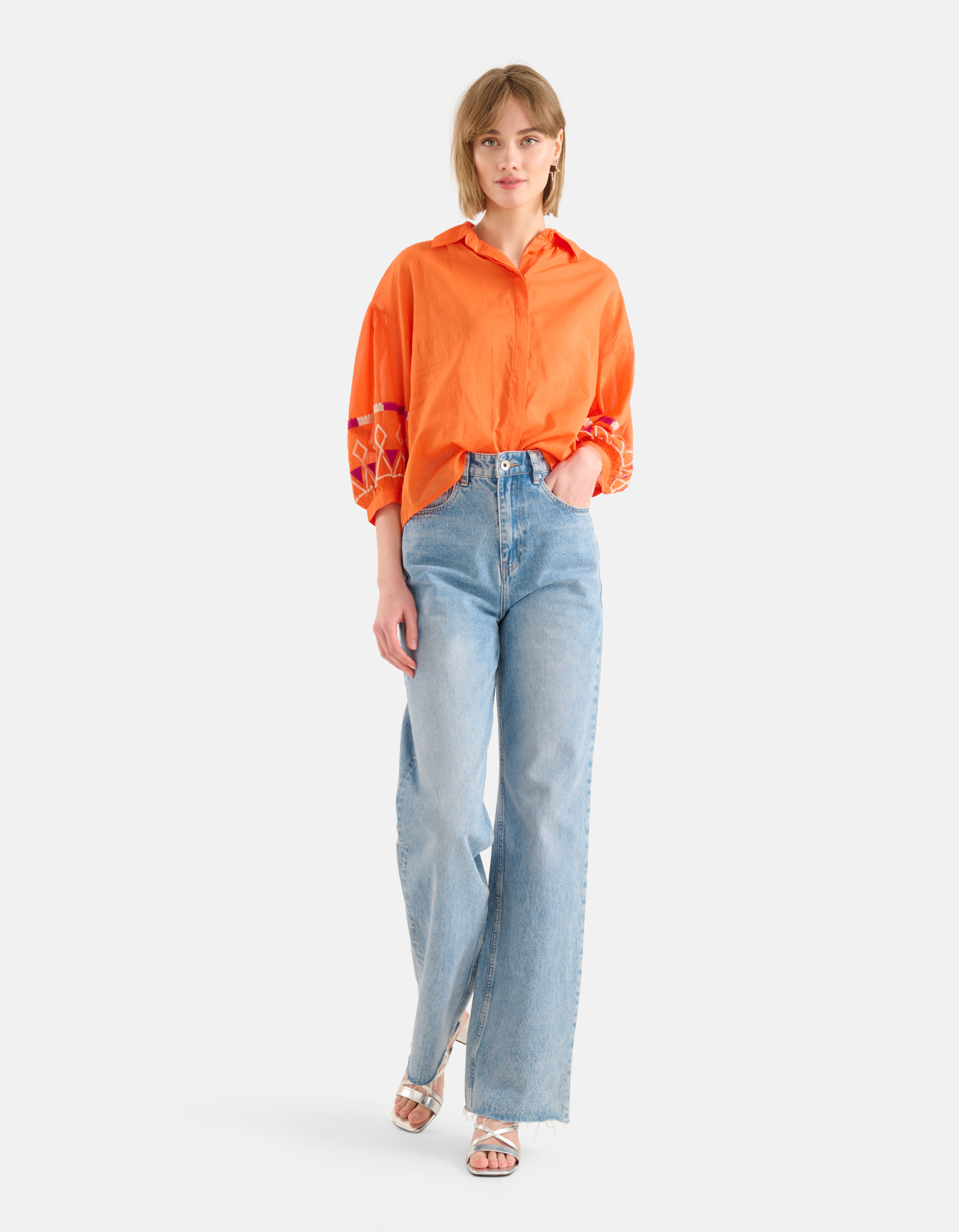 Voile Embroidery Blouse Oranje SHOEBY WOMEN