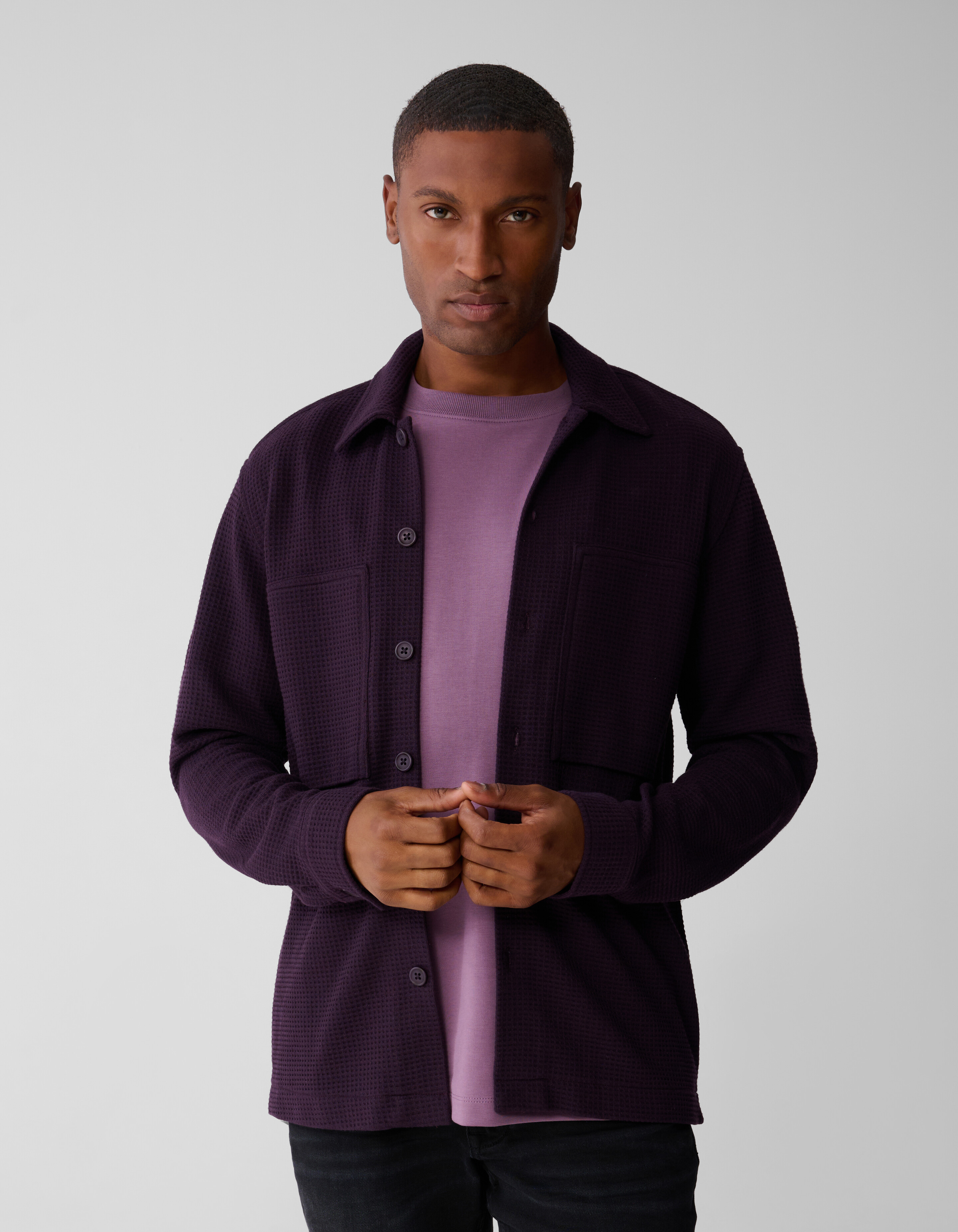 Waffle Overshirt Donkerrood SHOEBY MEN