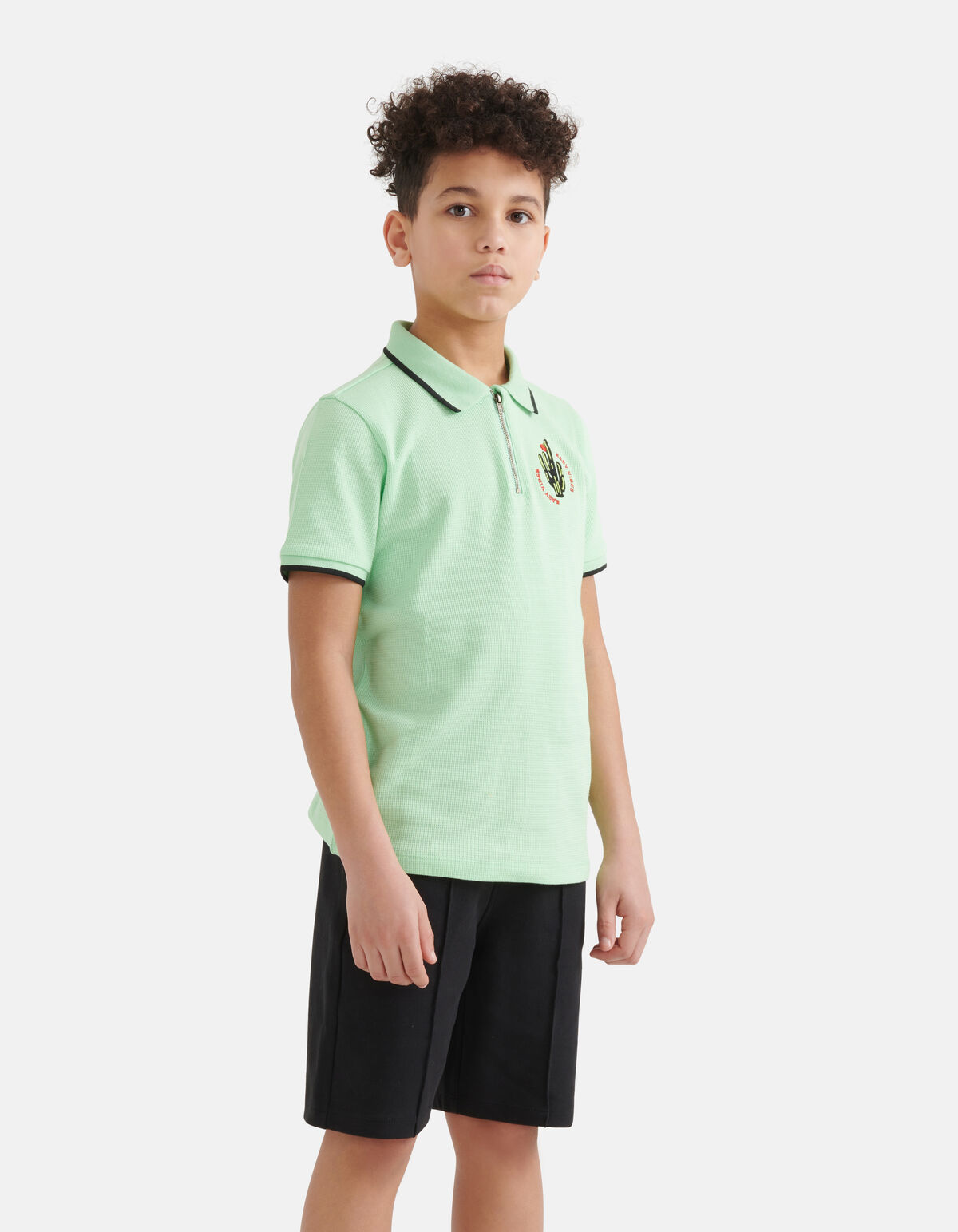 Structuur Zipper Polo Lichtgroen SHOEBY BOYS