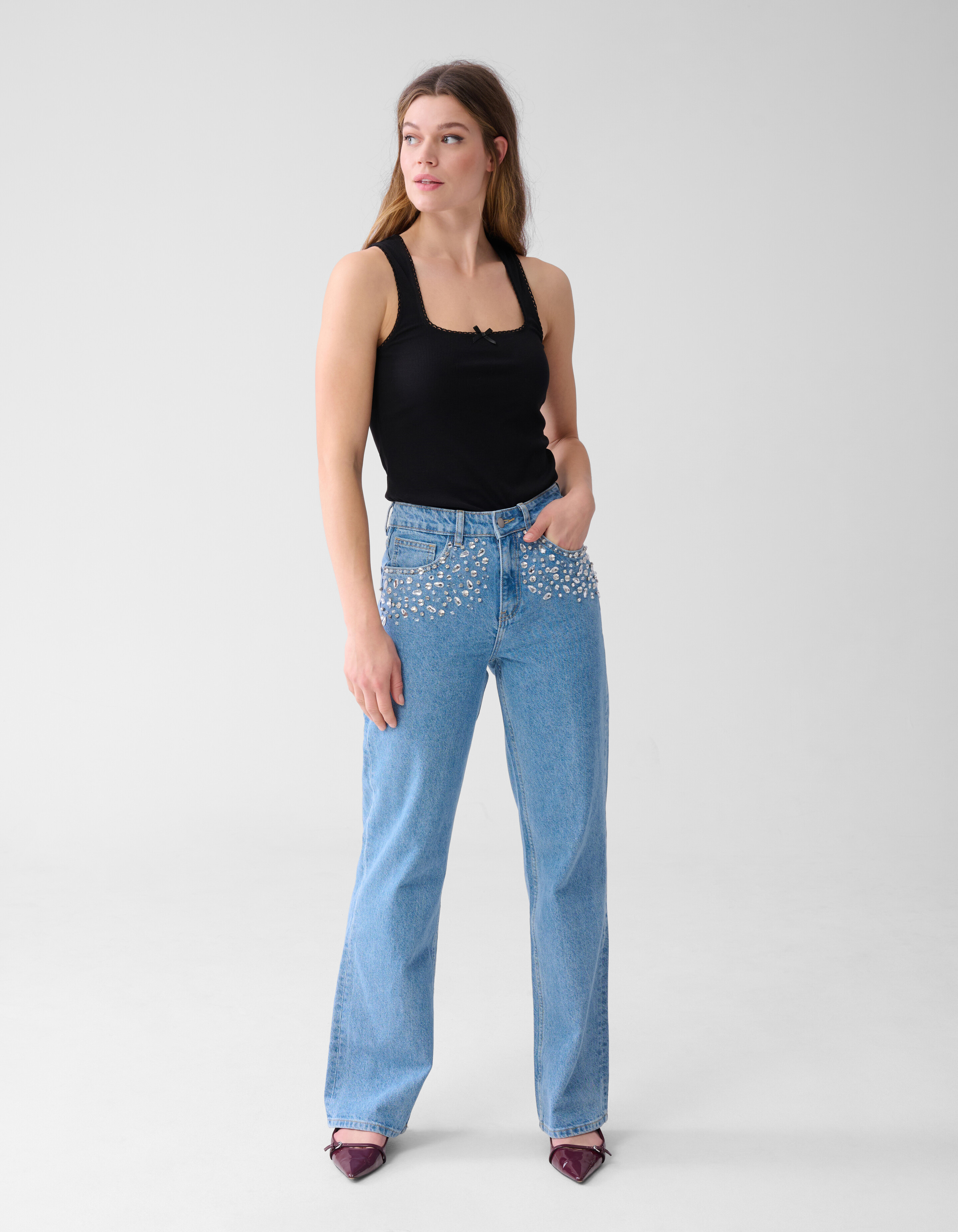Basic Strik Top Zwart SHOEBY WOMEN