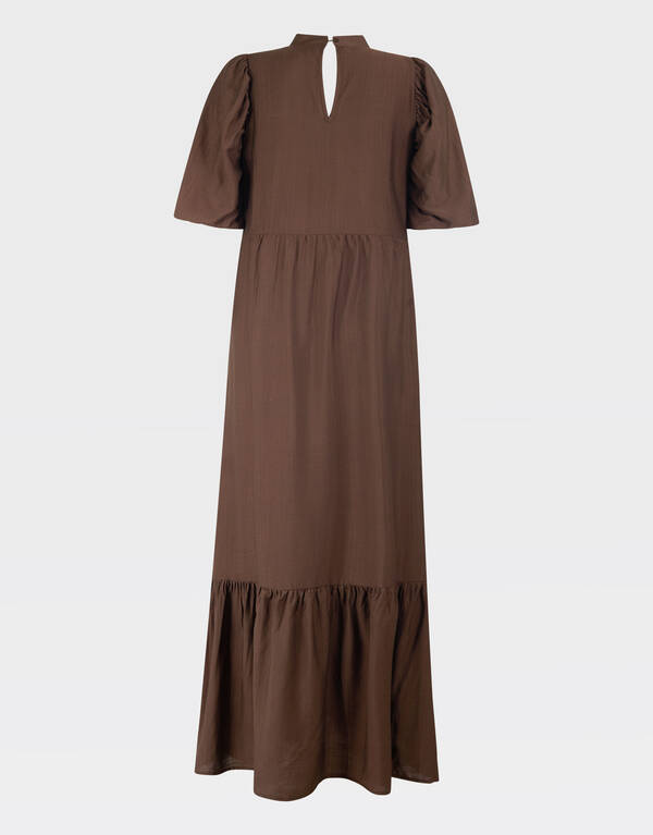 Ruffle Maxi Jurk Bruin SHOEBY WOMEN