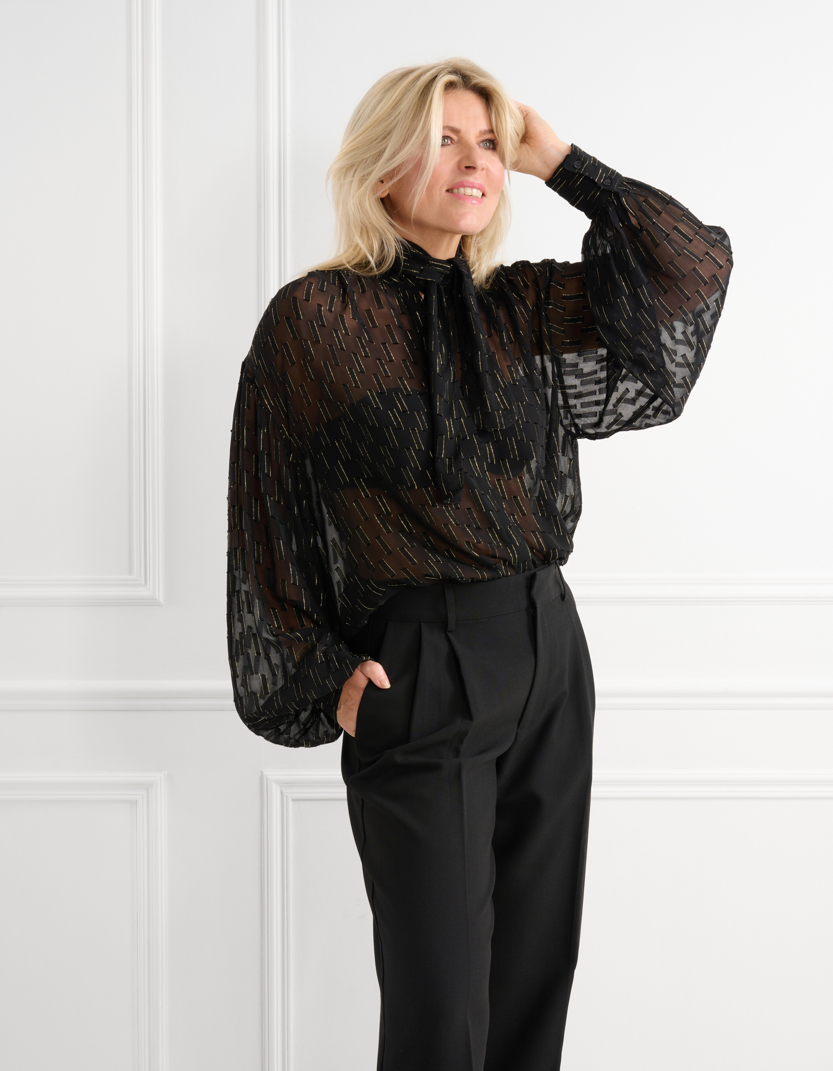 Chiffon Blouse Zwart SHOEBY WOMEN
