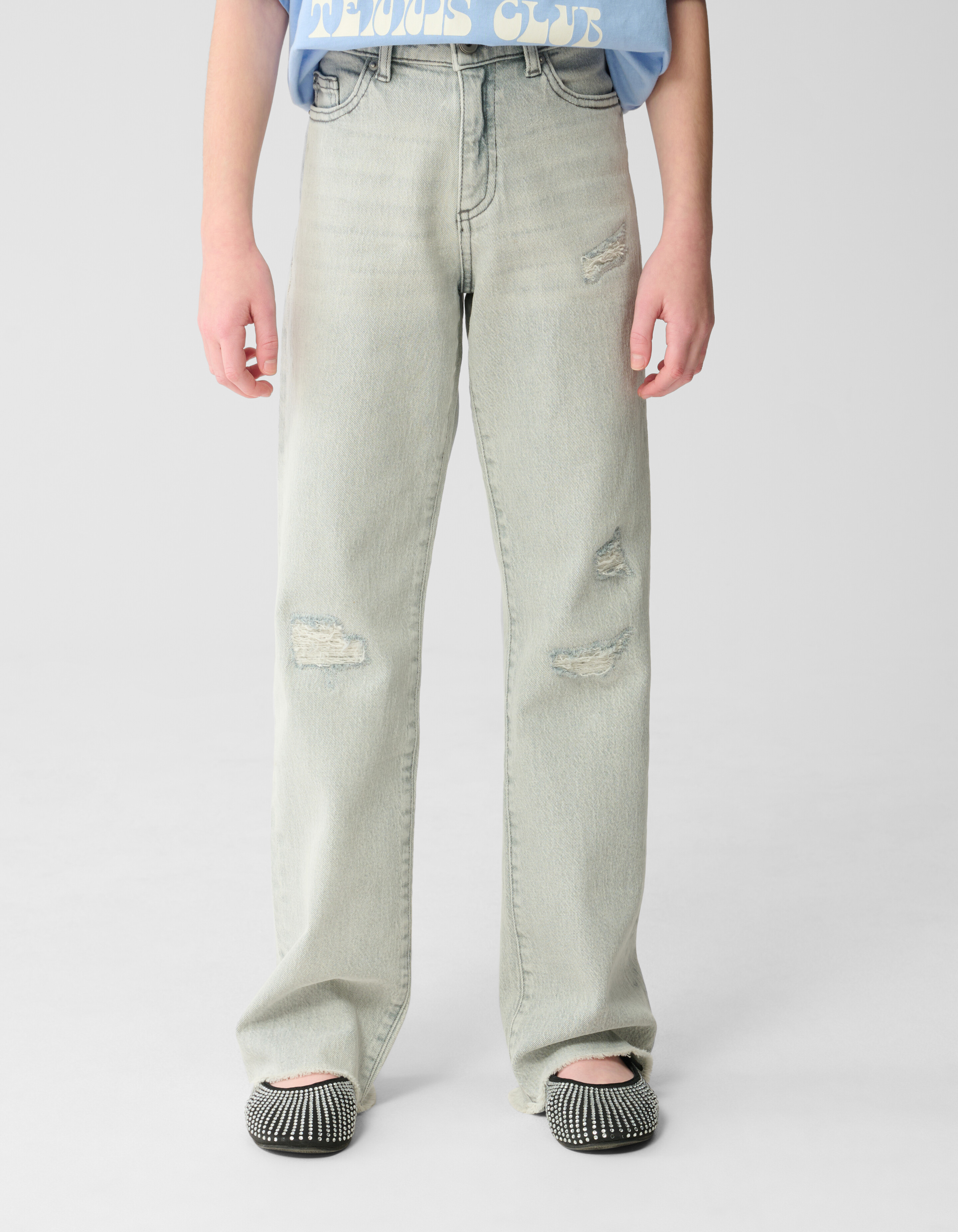 Destroy Straight Fit Jeans Lichtgrijs SHOEBY GIRLS