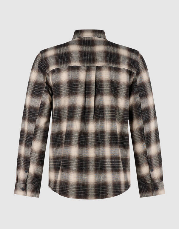 Relaxed Fit Ruiten Overhemd Donkerbruin SHOEBY MEN