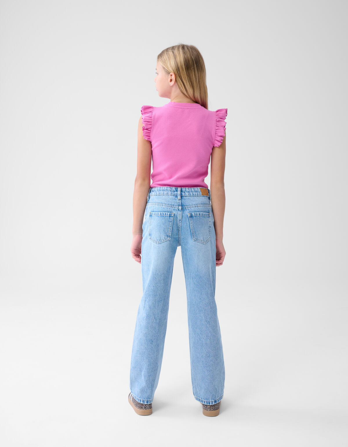 Ruffle Rib Top Roze SHOEBY GIRLS