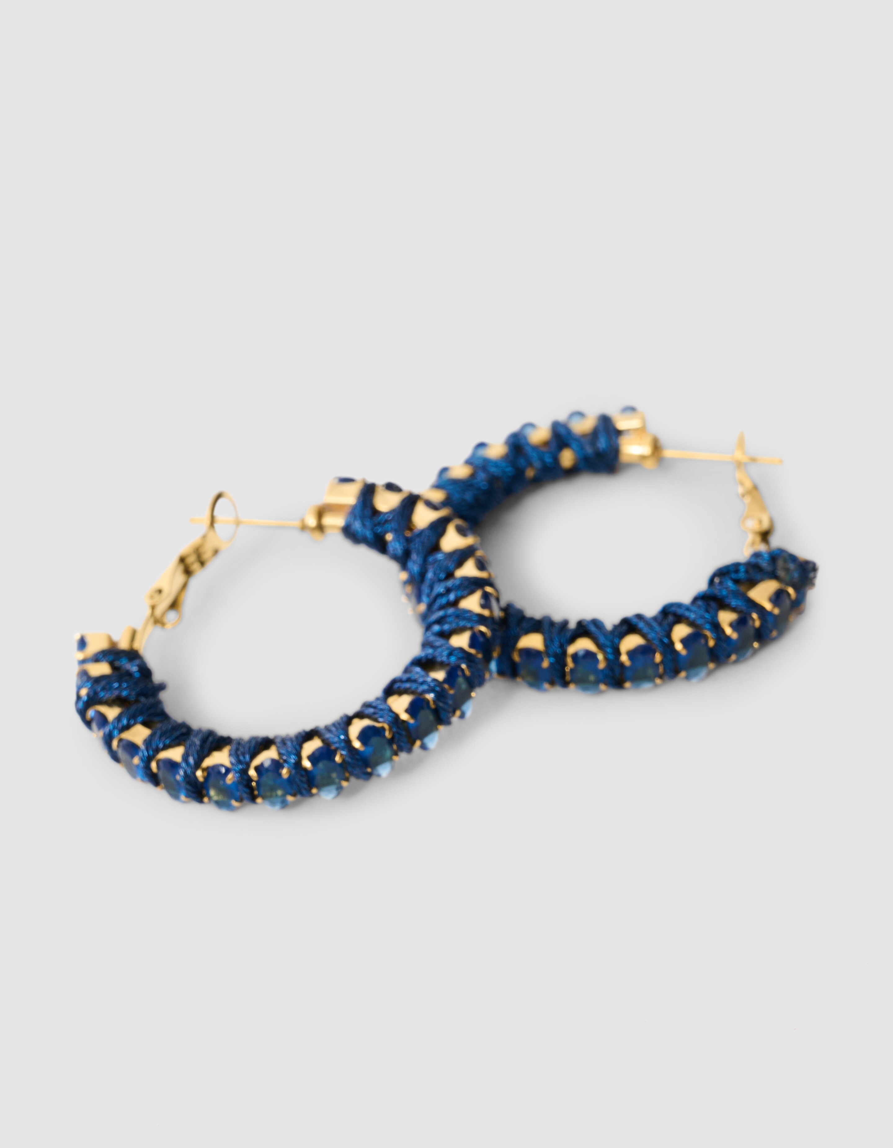 Strass Hoop Oorbellen Goud/Blauw SHOEBY ACCESSOIRES