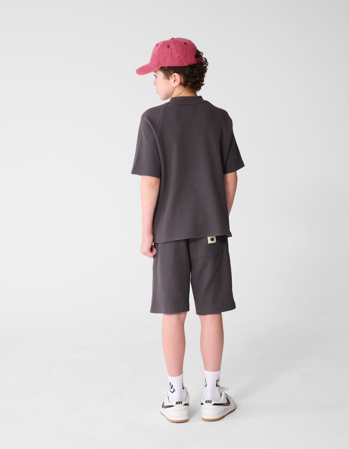 Waffle Structuur T-shirt Donkergrijs SHOEBY BOYS