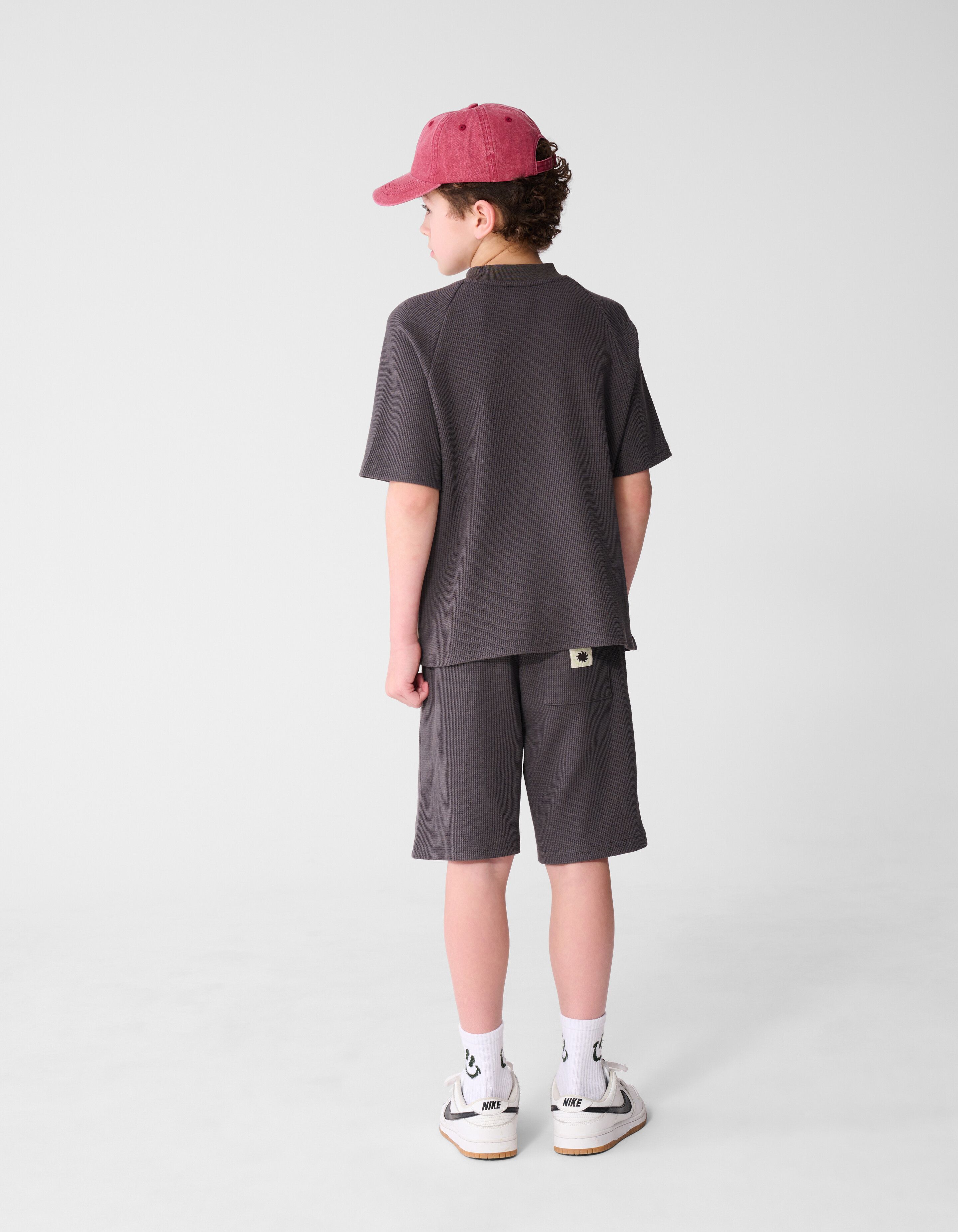 Waffle Structuur T-shirt Donkergrijs SHOEBY BOYS