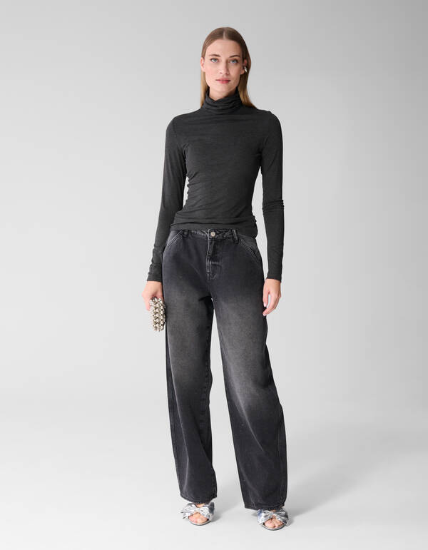Col Neck Longsleeve Zwart SHOEBY WOMEN