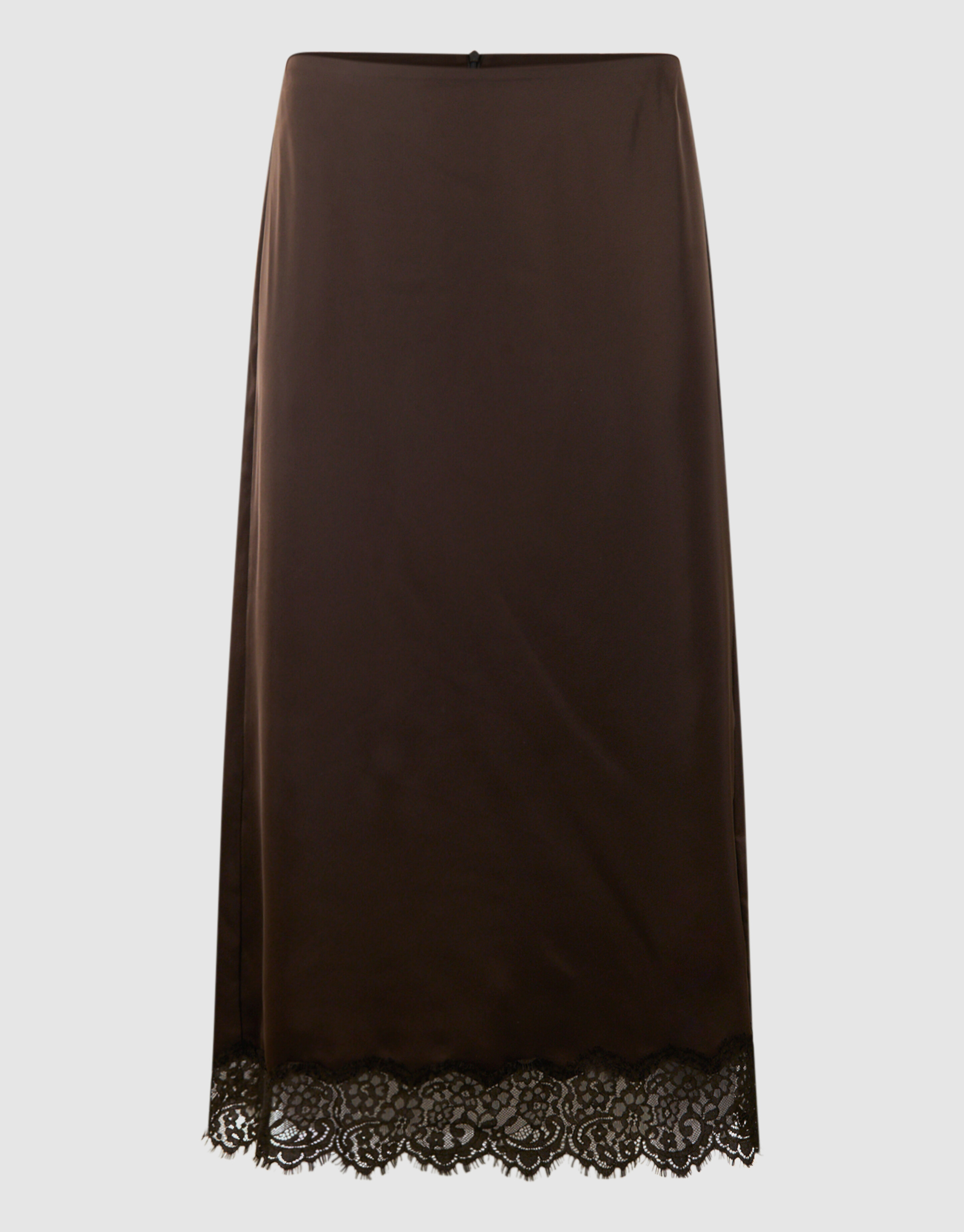 Kanten Satijnen Maxi Rok Bruin SHOEBY WOMEN