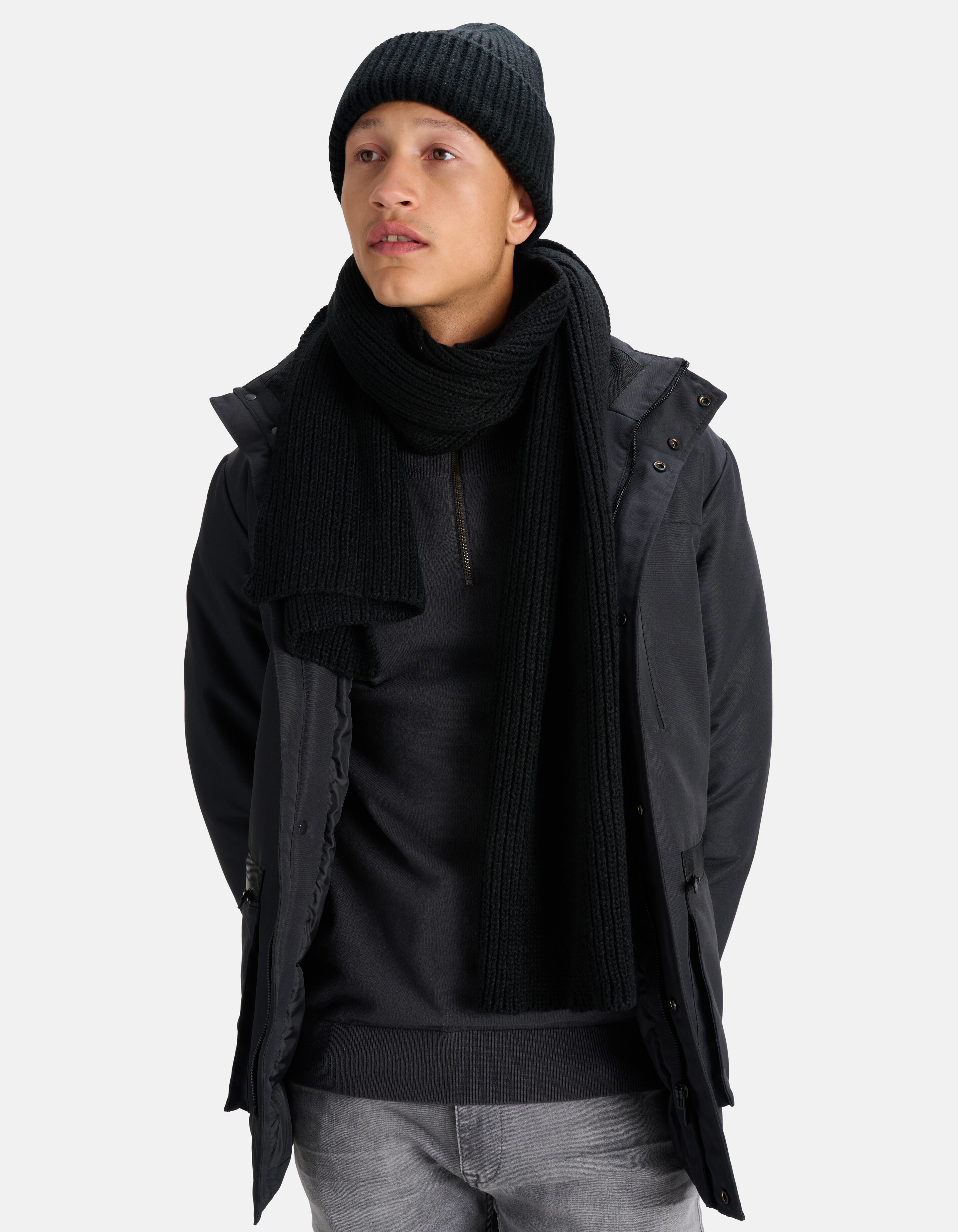 Gebreide Sjaal Zwart SHOEBY ACCESSOIRES