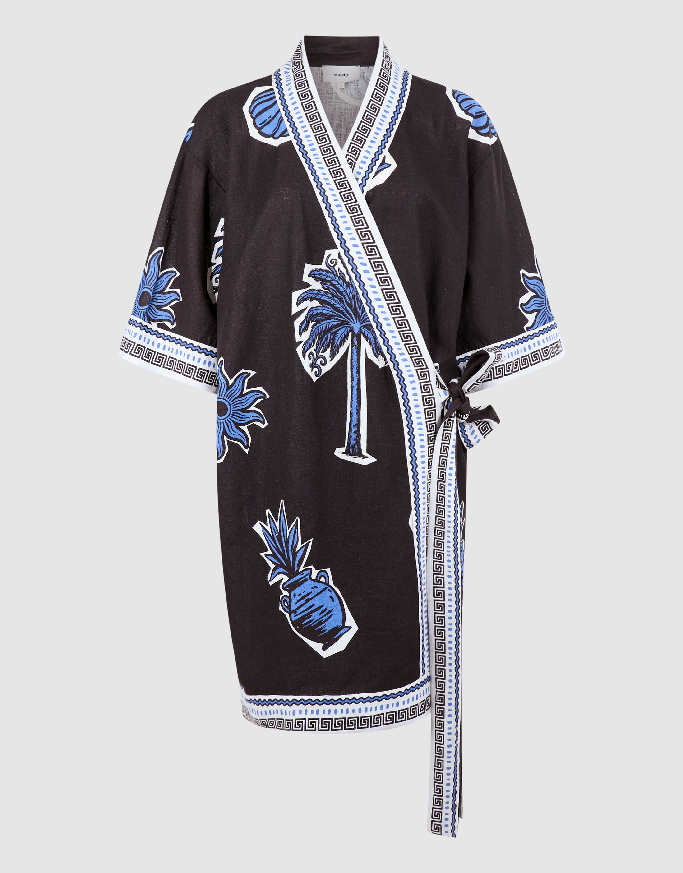Palm Print Kimono Jurk Bruin SHOEBY WOMEN