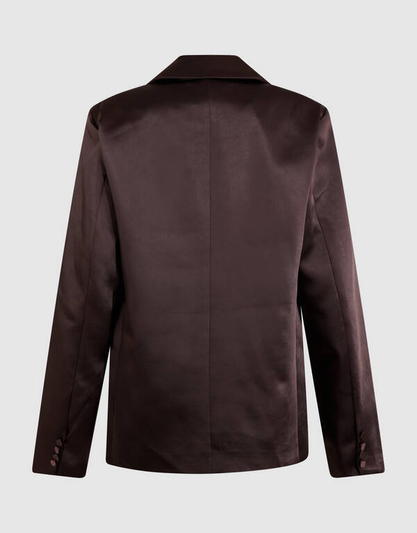 Oversized Satijnen Blazer Donkerbruin SHOEBY WOMEN