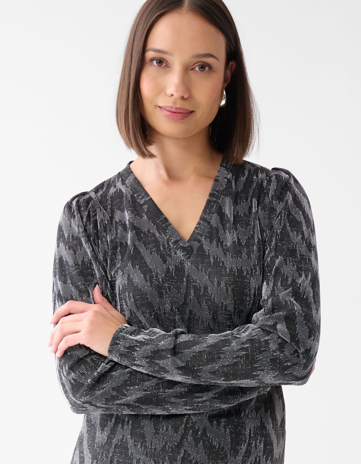 Lurex V-hals Top Zwart SHOEBY WOMEN