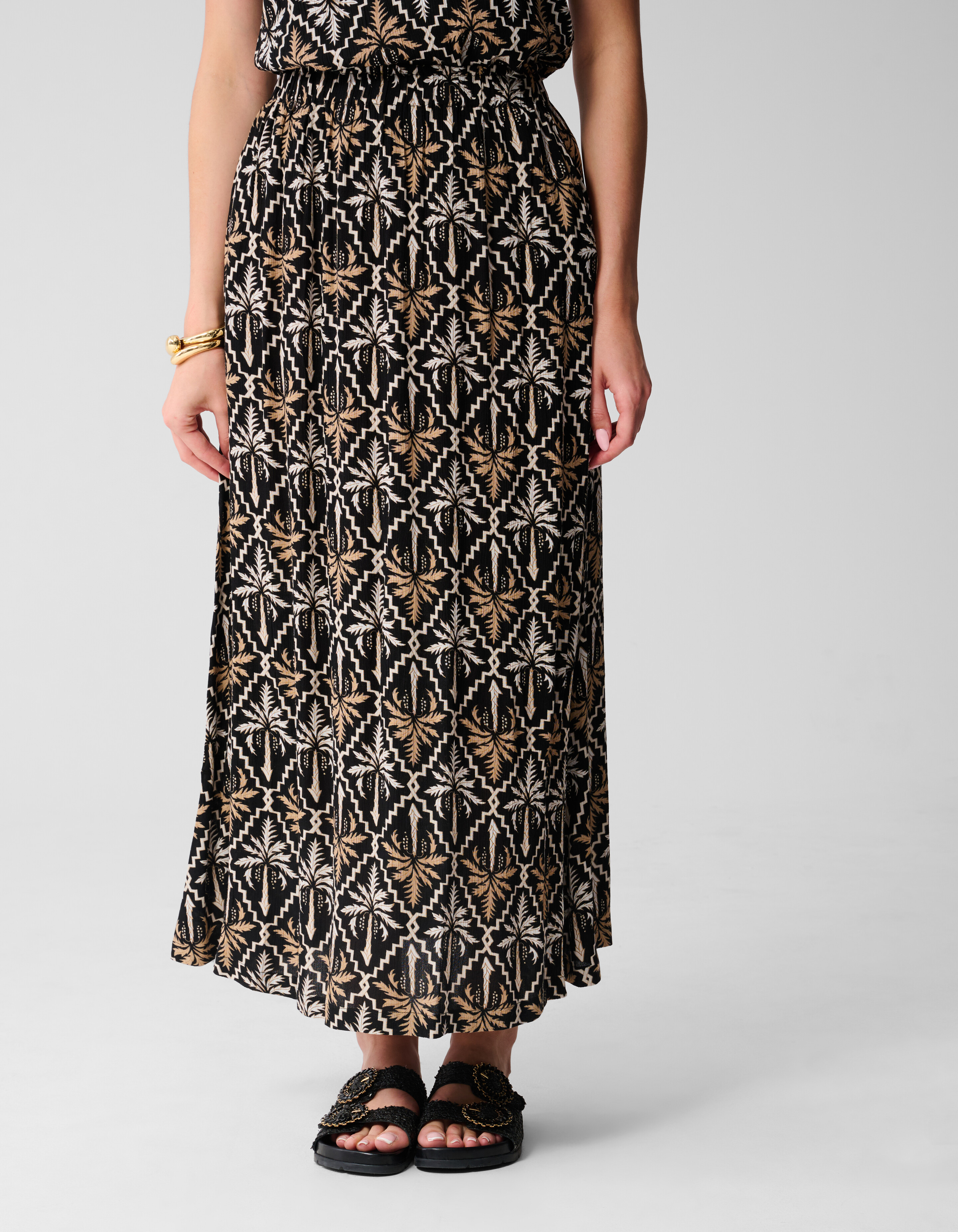 Printed Crinkle Maxi Rok Zwart/Wit SHOEBY WOMEN