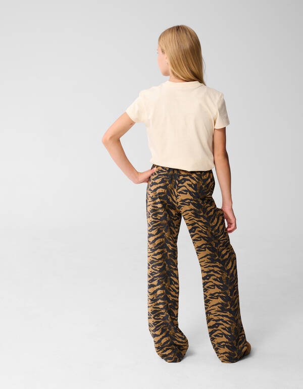 Twist Tiger Wide leg Broek Bruin SHOEBY GIRLS