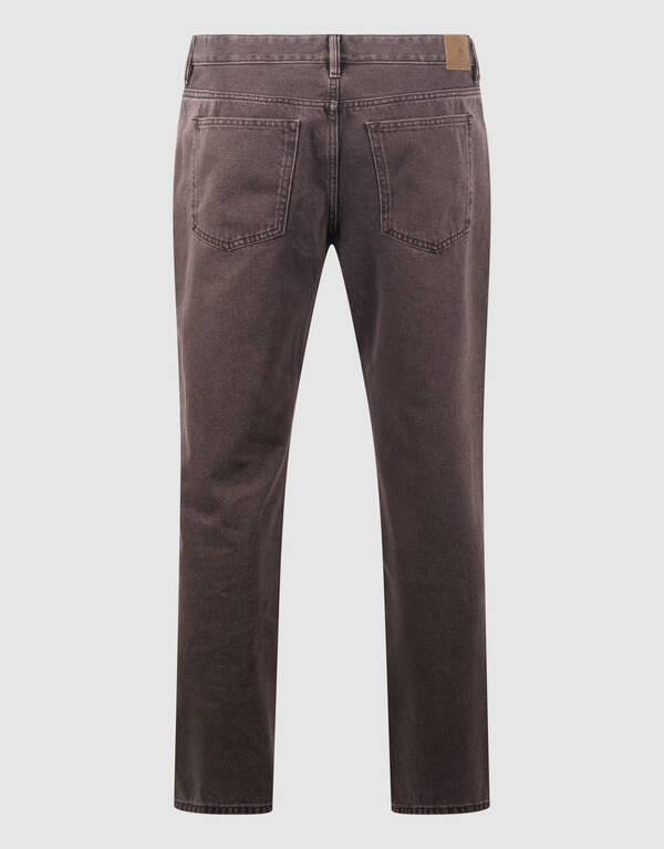 Straight Fit Broek Washed Donkerbruin SHOEBY MEN