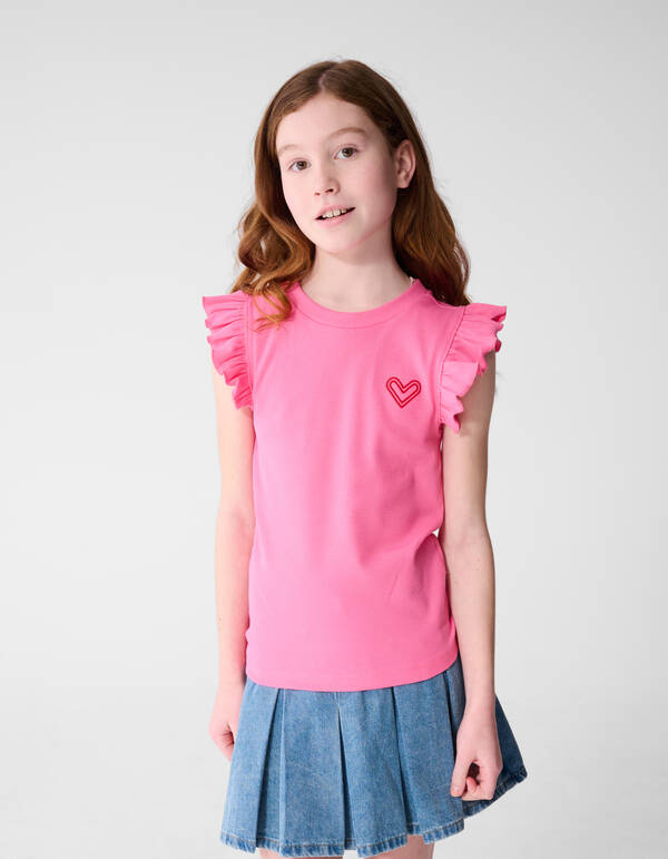 Ruffle Heart Top Roze SHOEBY GIRLS