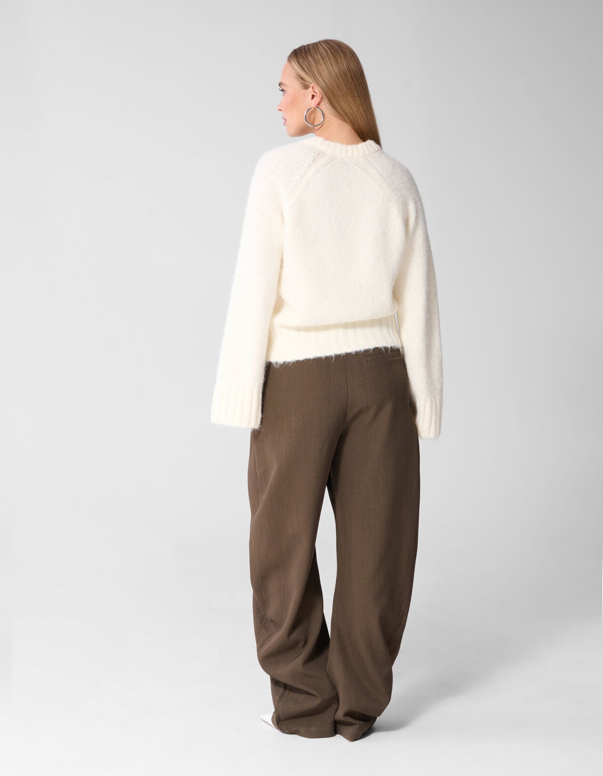 Oversized V-hals Gebreide Trui Wit SHOEBY WOMEN