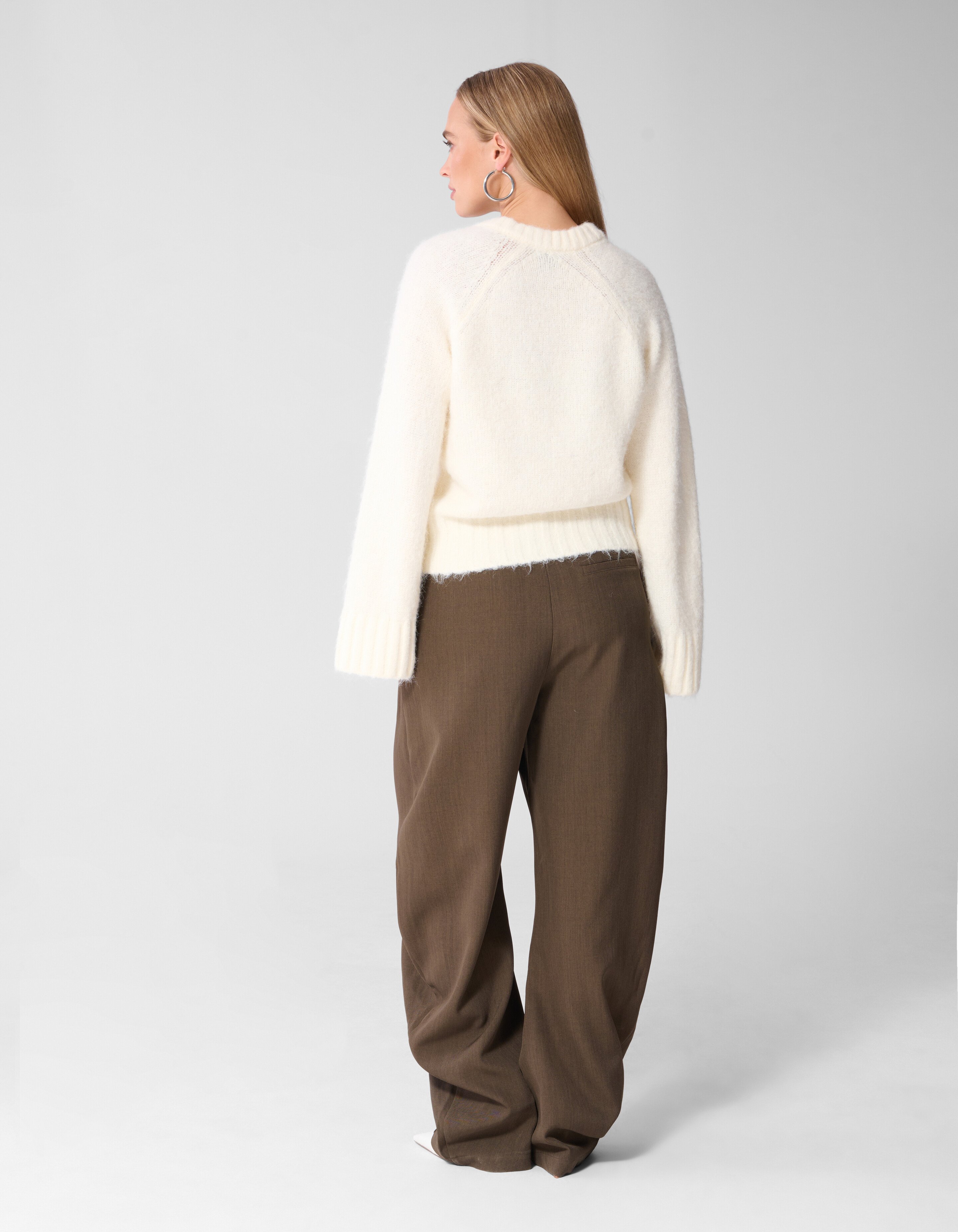 Oversized V-hals Gebreide Trui Wit SHOEBY WOMEN