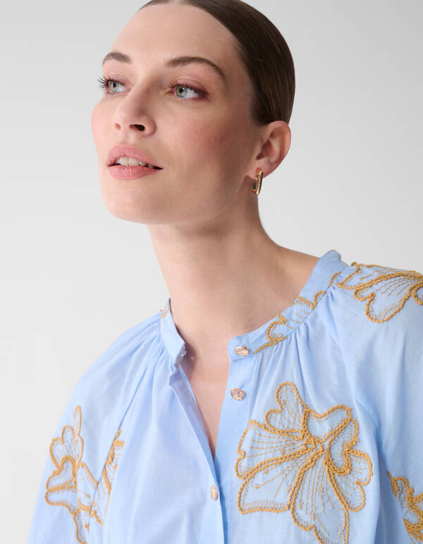 Bloem Koord Blouse Lichtblauw By Mieke SHOEBY WOMEN