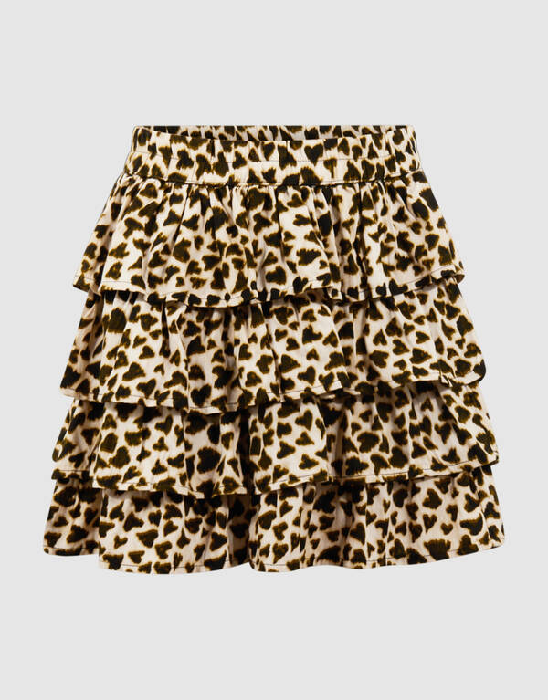 Heart Leopard Mini Rok Lichtbruin SHOEBY GIRLS