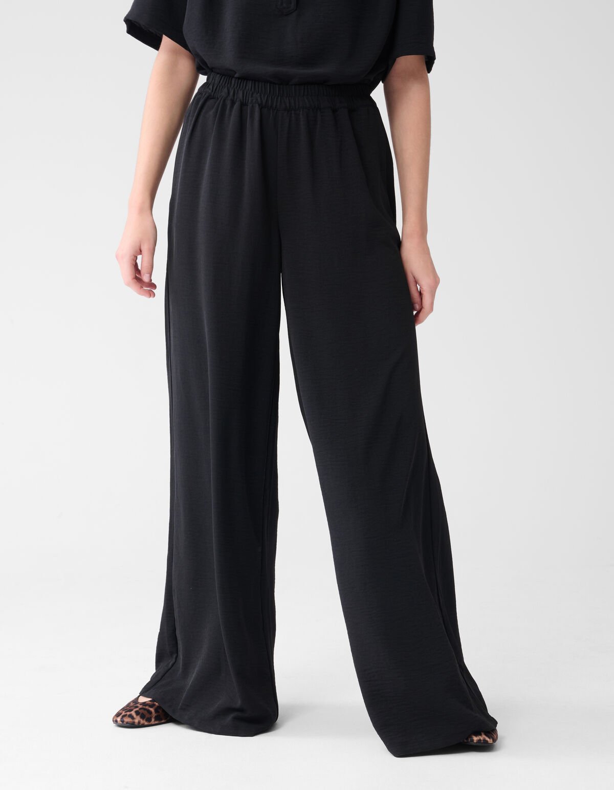 Twist Wide Leg Broek Zwart SHOEBY WOMEN