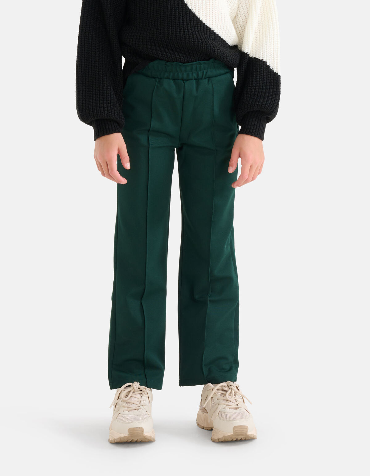 Basis Wide Leg Broek Donkergroen SHOEBY GIRLS