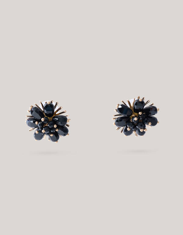Beaded Flower Oorbellen Zwart SHOEBY ACCESSOIRES
