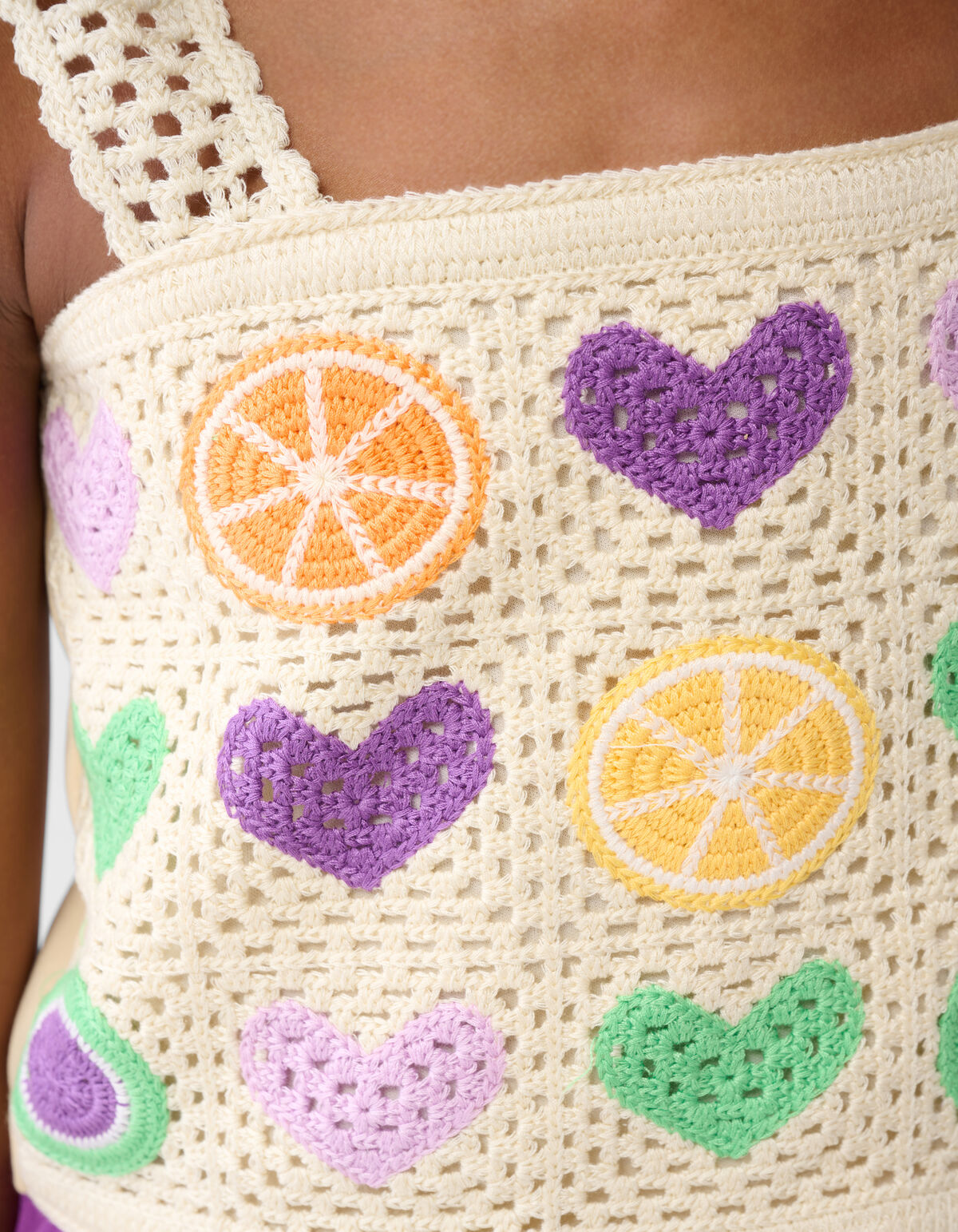 Crochet Artwork Top Gebroken Wit SHOEBY GIRLS