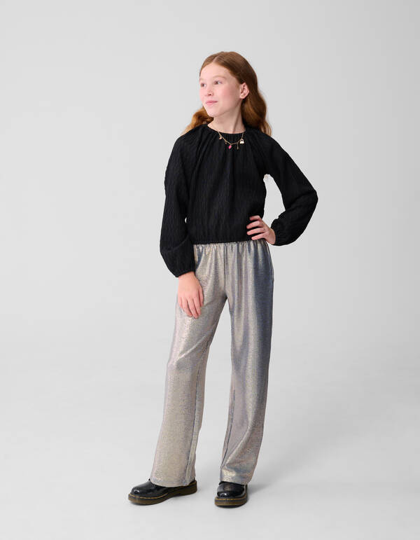 Wavy Structuur Top Zwart SHOEBY GIRLS