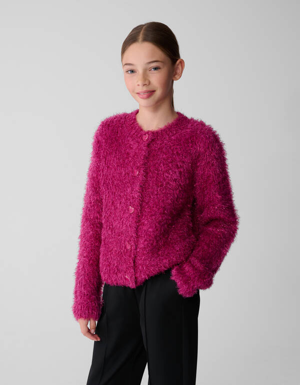 Fluffy Glitter Vest Donkerroze SHOEBY GIRLS