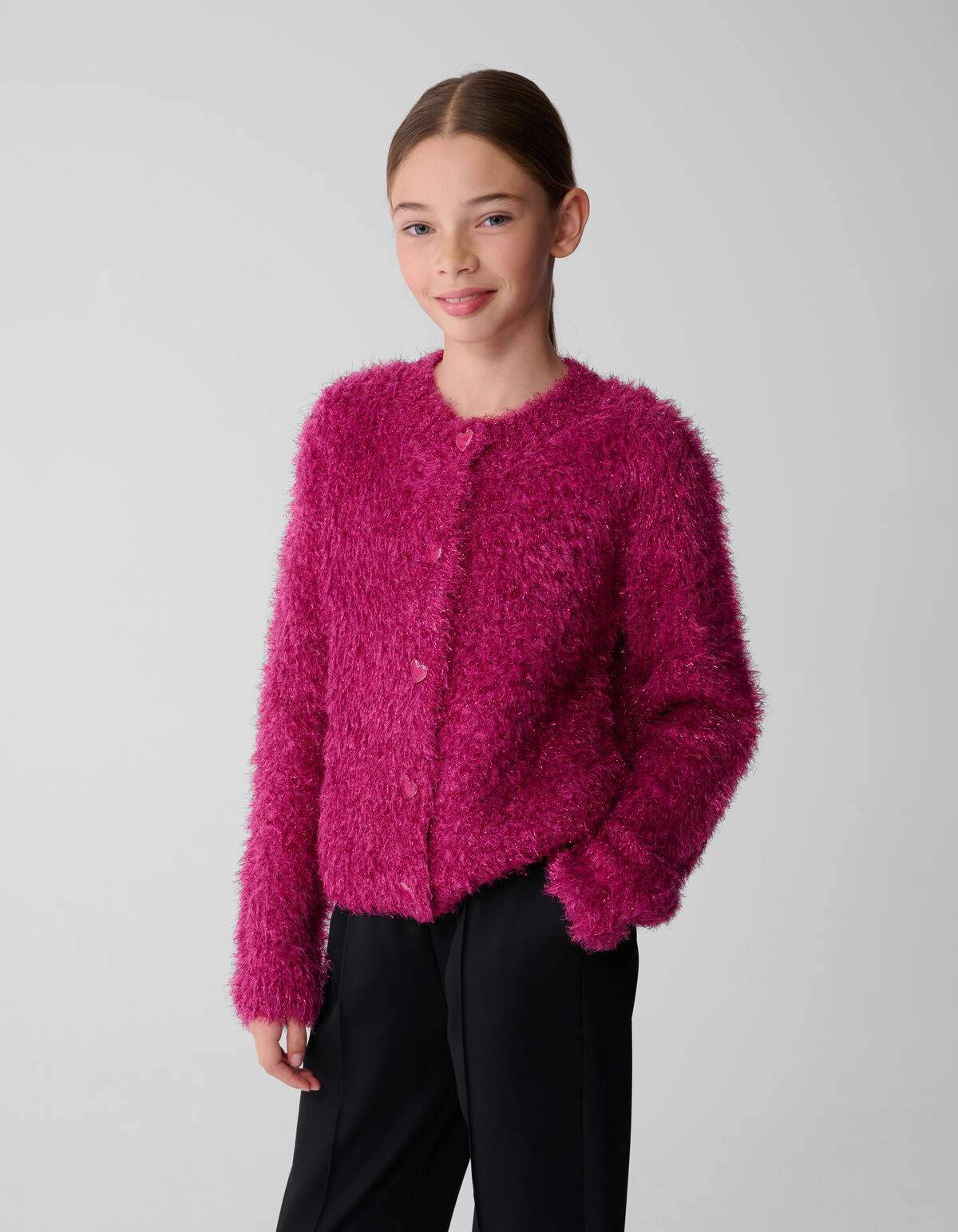 Fluffy Glitter Vest Donkerroze SHOEBY GIRLS