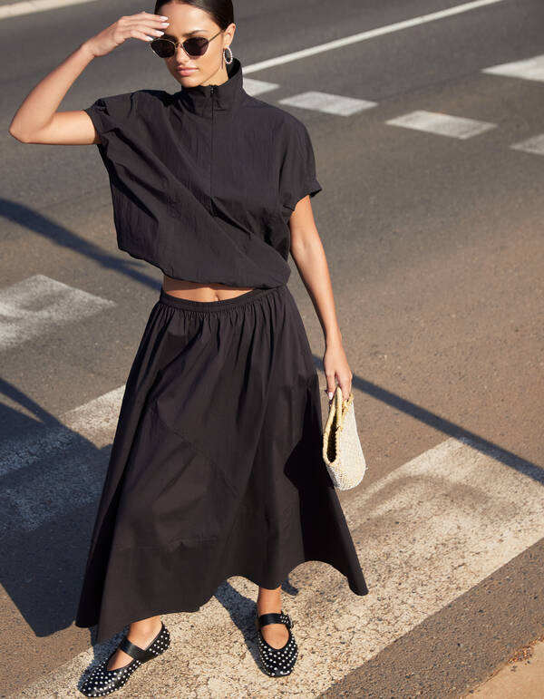 Poplin Maxi Rok Zwart SHOEBY WOMEN