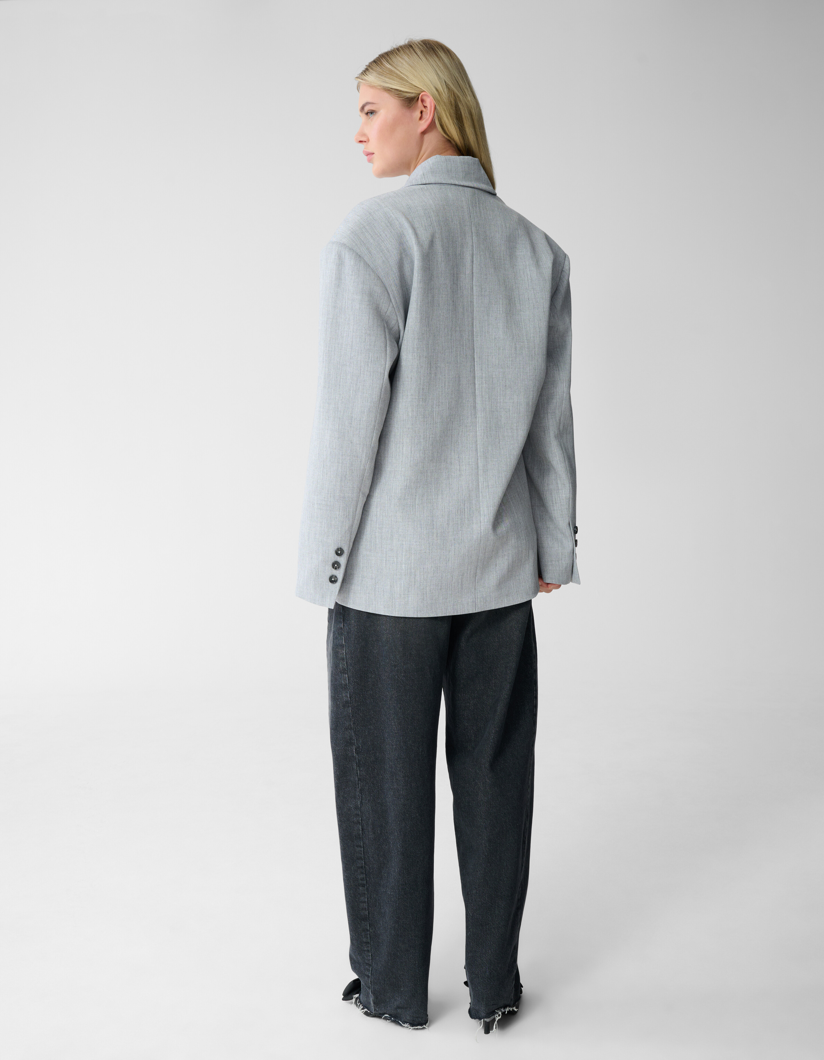 Oversized Shoulder Blazer Lichtgrijs SHOEBY WOMEN