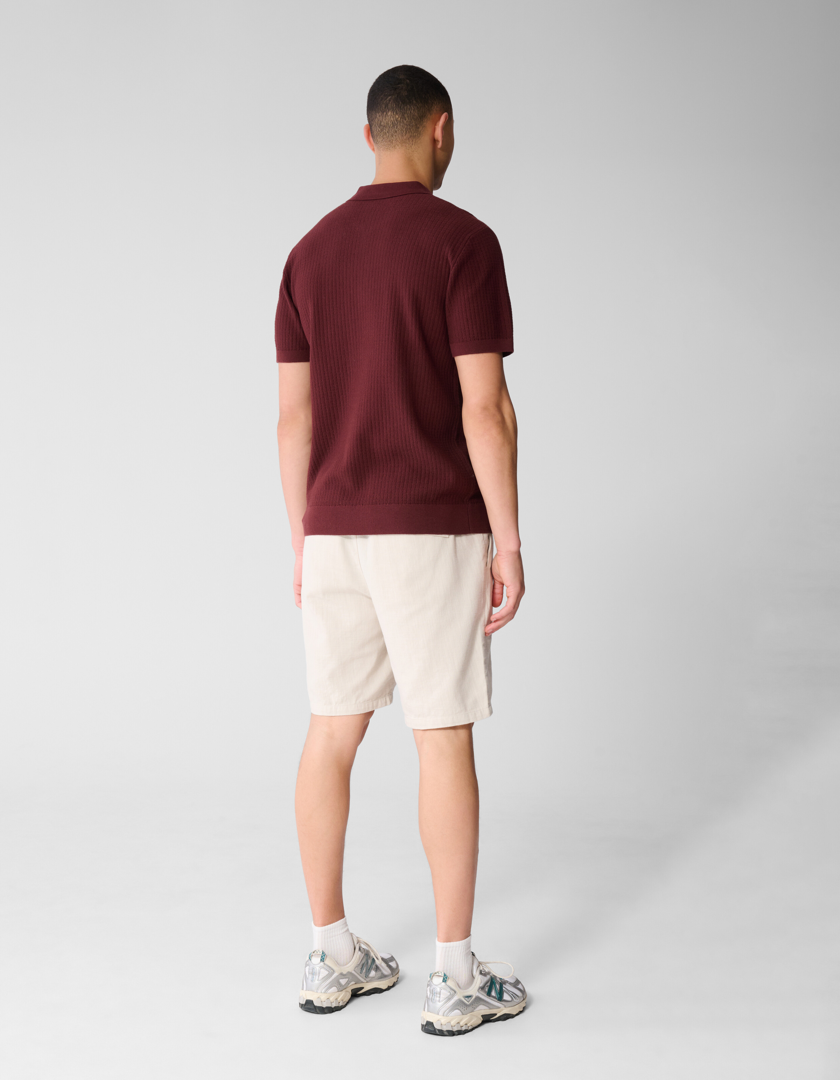 Gebreid Zip Polo Donkerrood SHOEBY MEN