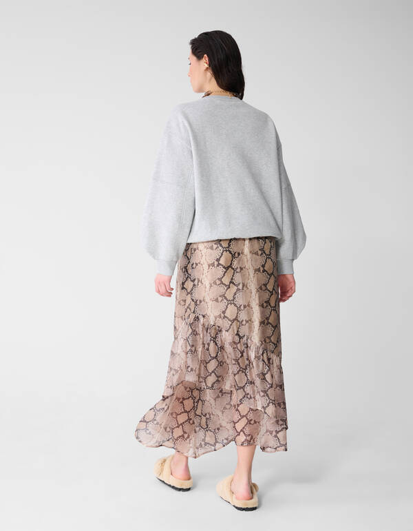 Snake Ruffle Maxi Rok Lichtbruin SHOEBY WOMEN