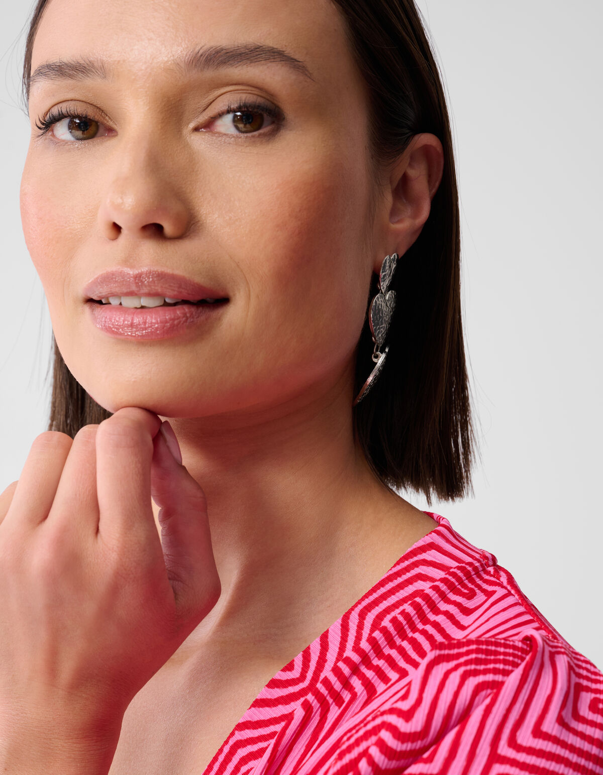 Printed Rib Jersey Top Roze/Rood SHOEBY WOMEN