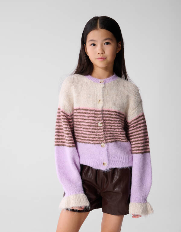 Fluffy Gestreept Vest Gebroken Wit/Paars SHOEBY GIRLS