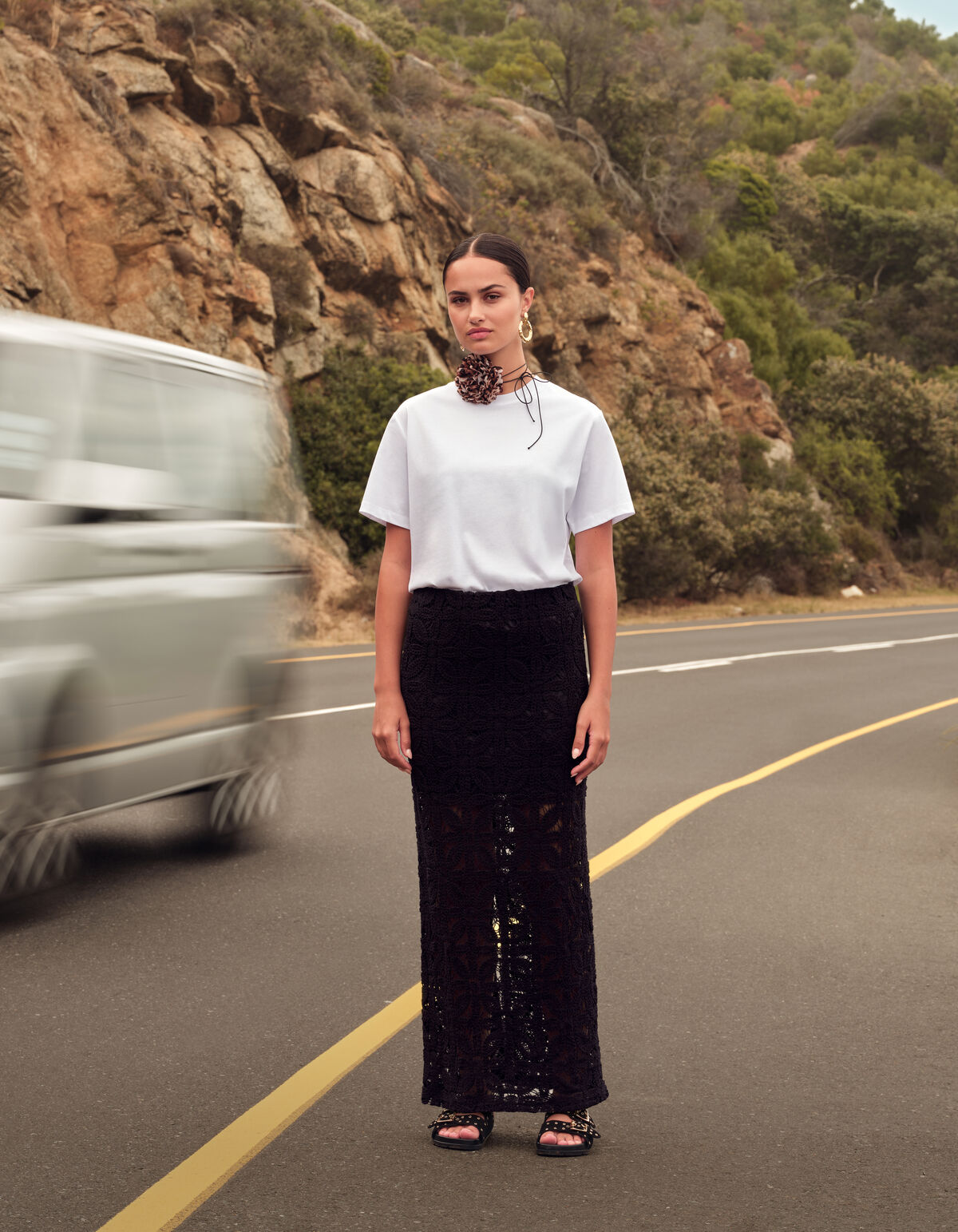 Crochet Maxi Rok Zwart SHOEBY WOMEN